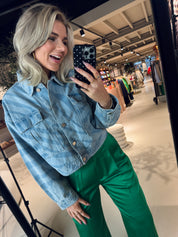 Spring printed denim jacket