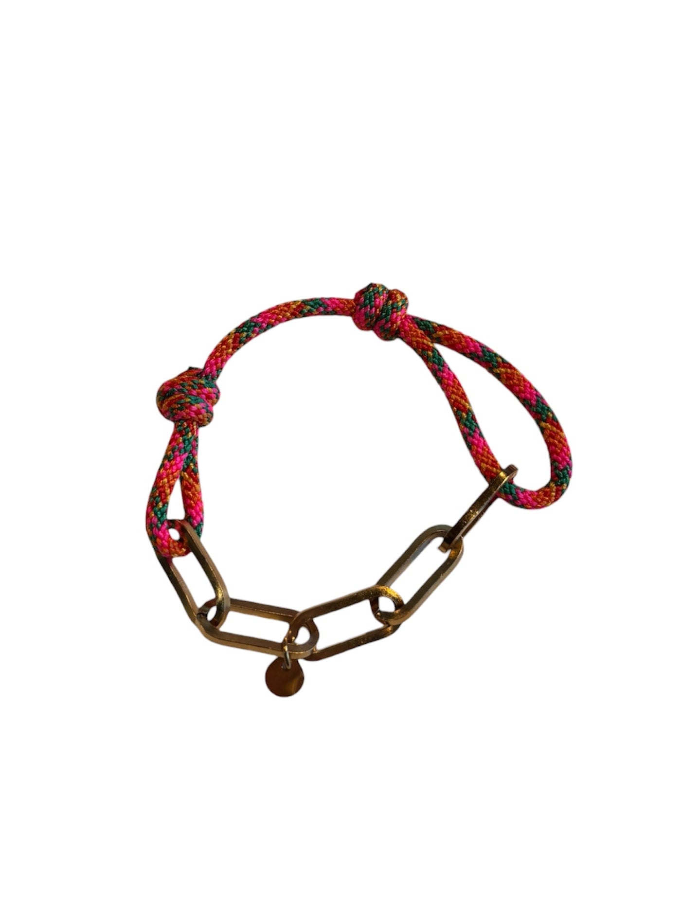 Armband Met Touw En Gouden Schakels