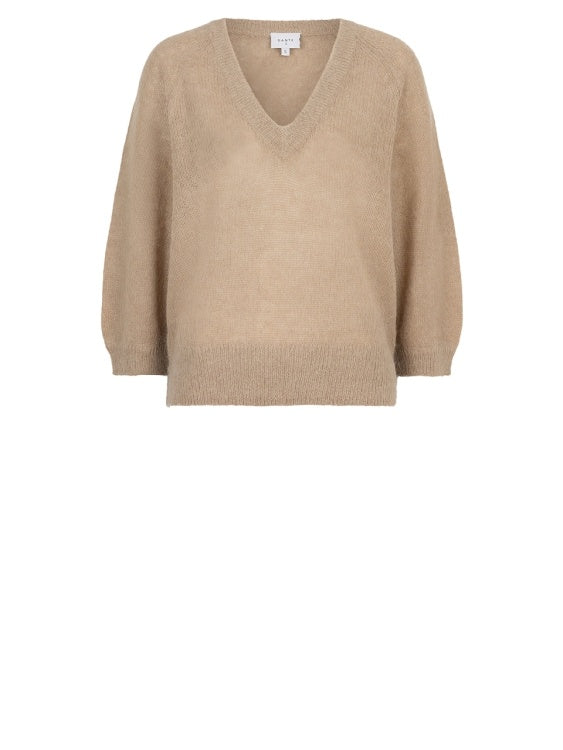 Rhoda V-neck knitted sweater - Dry sand