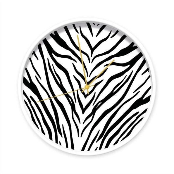 Klok zebra wit/goud 30cm