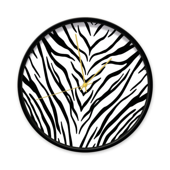 Klok zebra zwart/goud 40cm