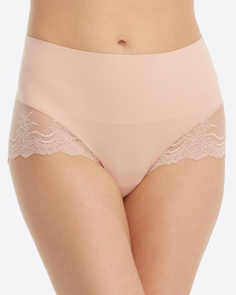 Undie Textable Lace Hi Hipster - Nude