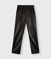 20-041-3204 Leather look cropped jogger - Long - Black