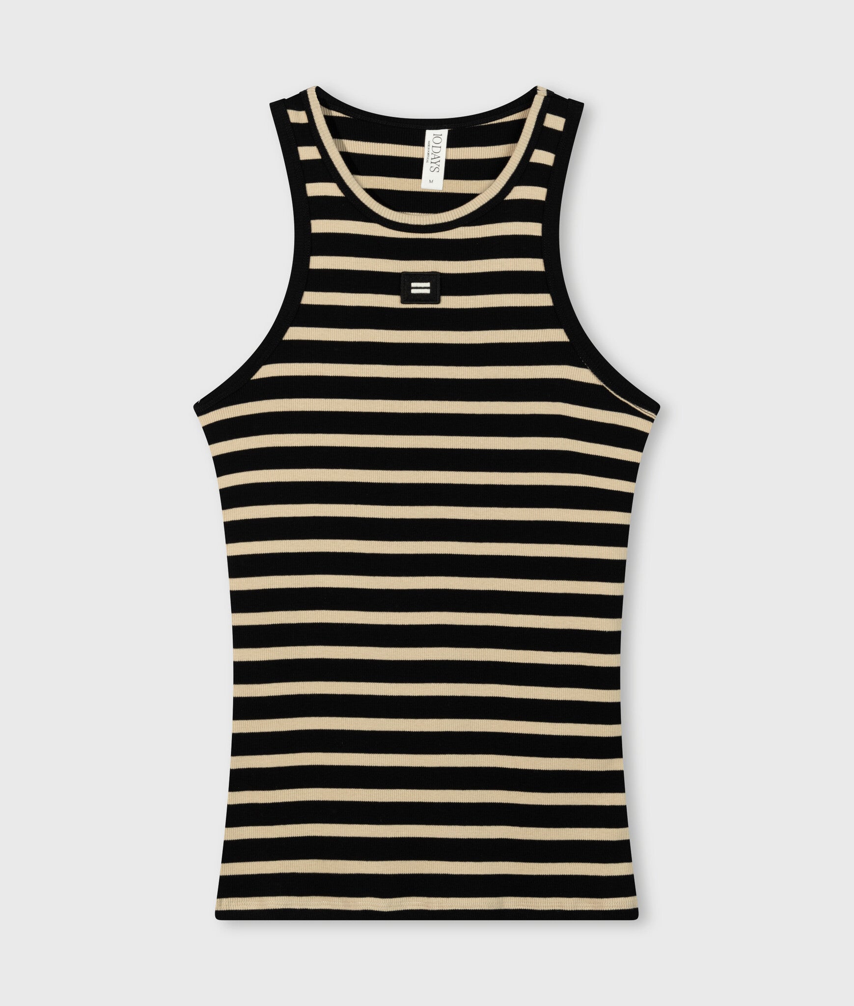 20-463-4204 Tank top rib stripes - Black/Light latte