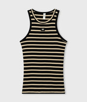 20-463-4204 Tank top rib stripes - Black/Light latte