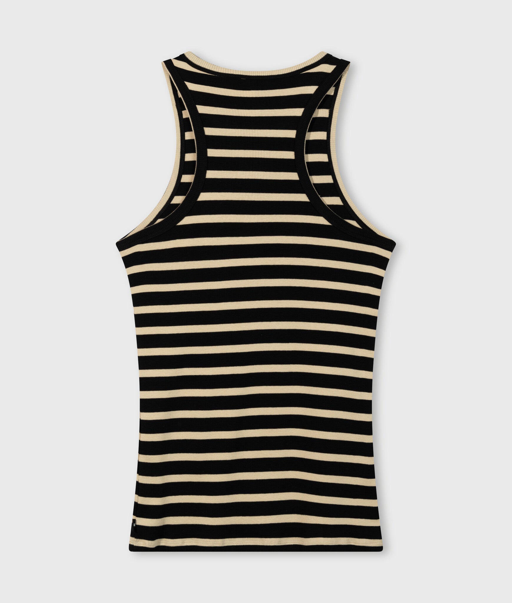 20-463-4204 Tank top rib stripes - Black/Light latte