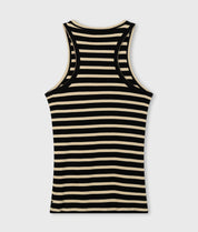 20-463-4204 Tank top rib stripes - Black/Light latte