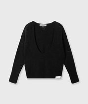 20-602-5201 Deep neck knit sweater - Black