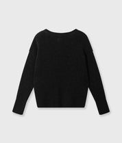 20-602-5201 Deep neck knit sweater - Black
