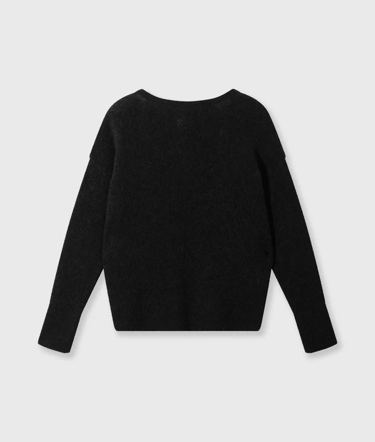20-602-5201 Deep neck knit sweater - Black