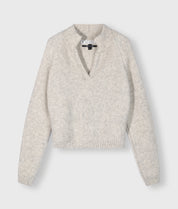 20-618-4203 Polo knit sweater - light grey melee