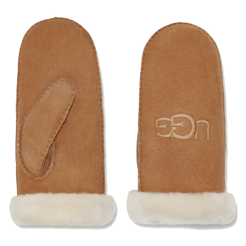 W Shearling Embroider Mitt Gloves
