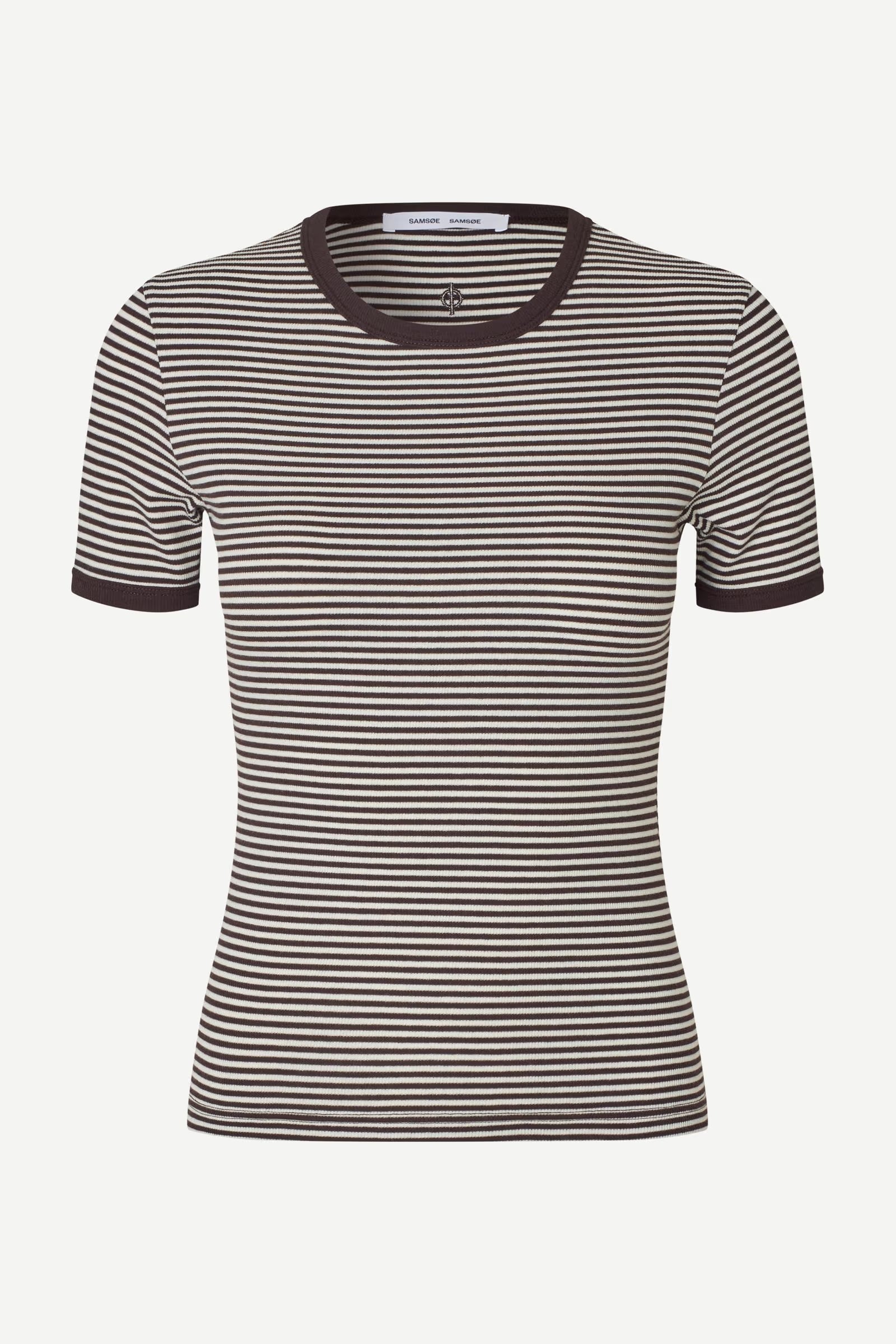 Salinas T-shirt bruin wit gestreept van voor dames Samsoe&Samsoe