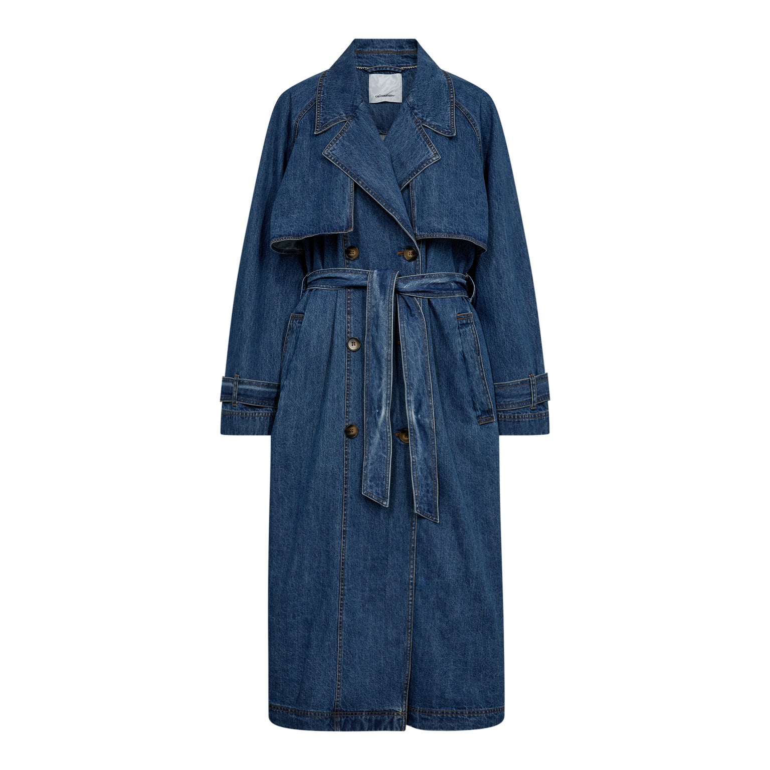 DelinaCC Denim Trench Coat - Dark Denim