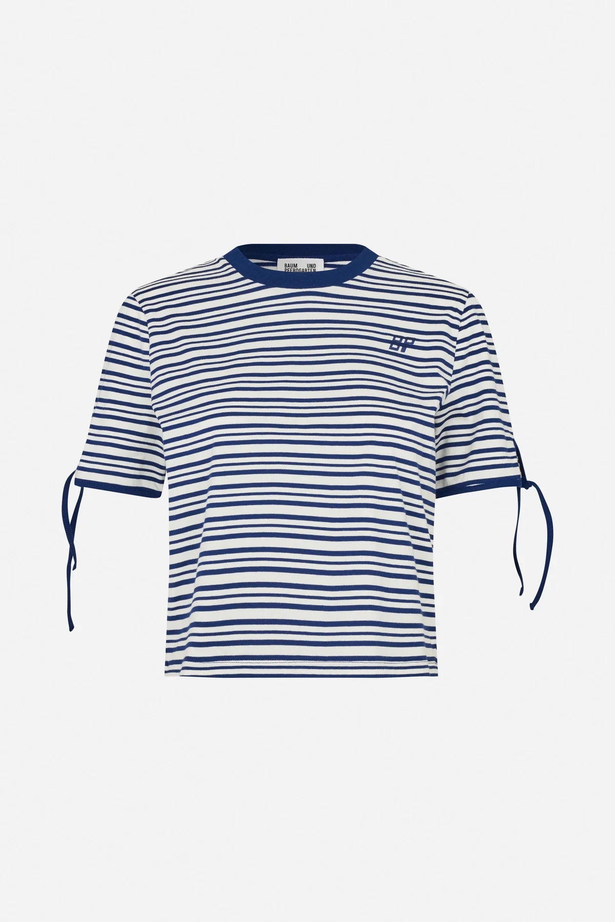 Janet T-shirt met strepen en touw accent aan de mouw