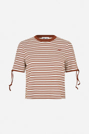 Janet T-shirt met strepen en touw accent aan de mouw