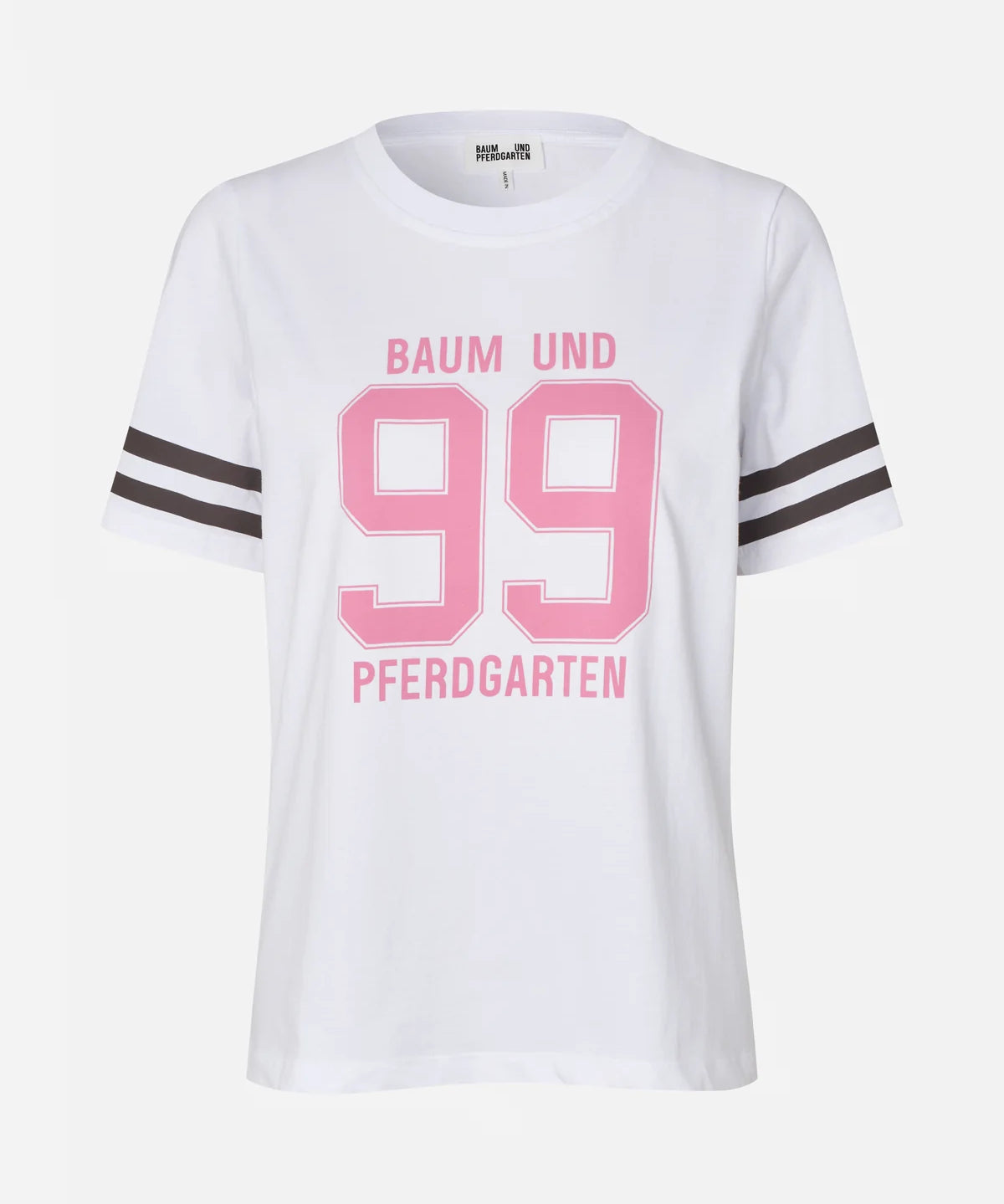 Jawo T-shirt wit met roze logo voor dames van Baum Und Pferdgarten