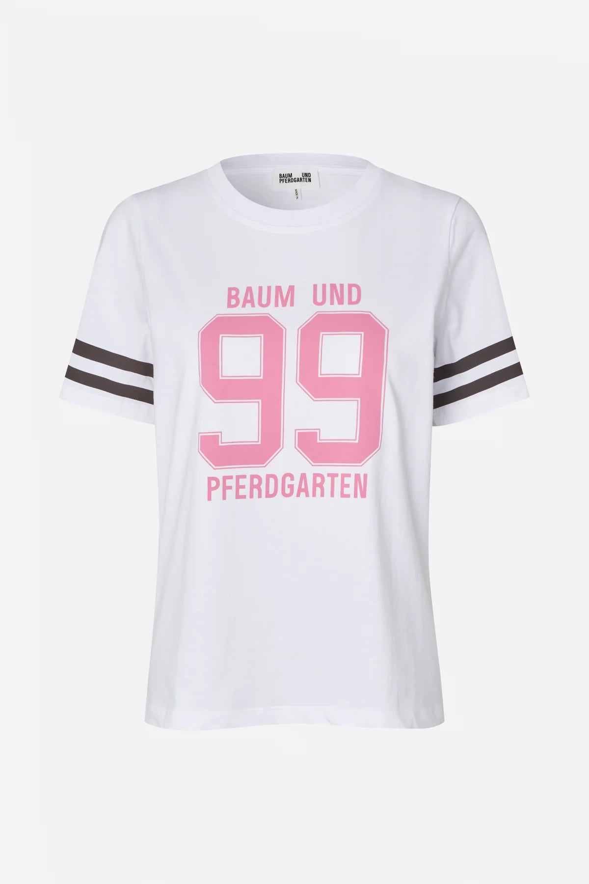 Jawo T-shirt wit met roze logo voor dames van Baum Und Pferdgarten