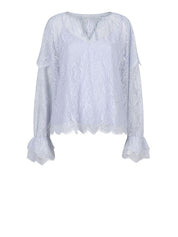 Zilan boho detailed lace top - Crystal Blue