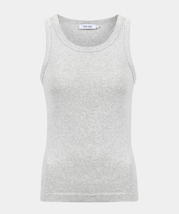 Ella Top basic grijze katoen tanktop voor dames van Knit-ted