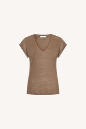 Momi linen top met V-hals voor dames van BY-BAR