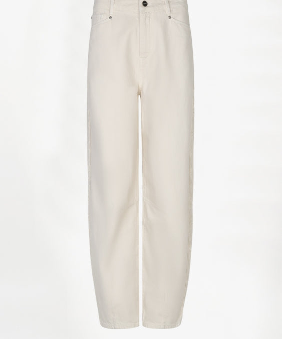 Brave fringed barrel leg jeans in ivory voor dames van Dante6