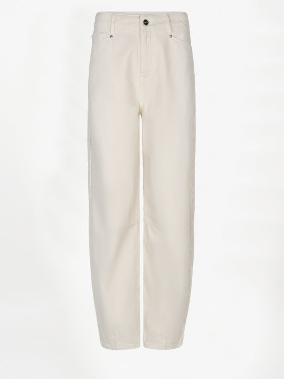 Brave fringed barrel leg jeans in ivory voor dames van Dante6