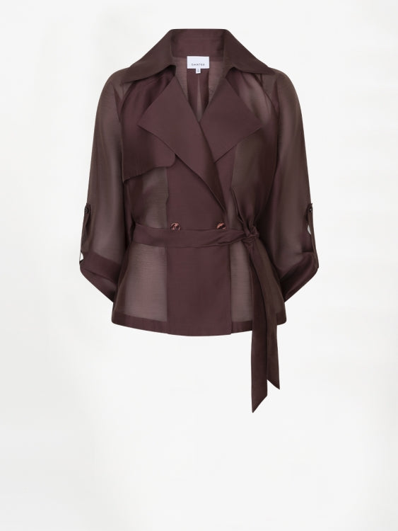 Svea short trench blazer met strikceintuur voor dames van dante6
