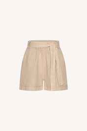 June linen shorts in beige en zwart voor dames van By-Bar