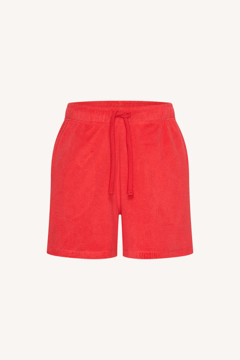 Kid slub shorts in het rood met elastieken tailleband By-Bar