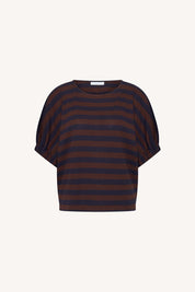 Merle big stripe top met losse pasvorm en ronde hals van By-Bar