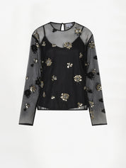Opalite Embellished Tulle Top