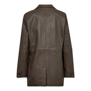 PhoebeCC Tie String Leather Blazer - Elephant