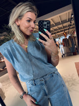 AsjaCC Wrap Denim Top