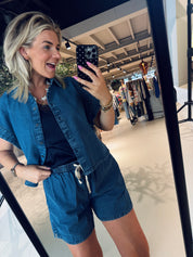 Pixie kurze Jeansbluse