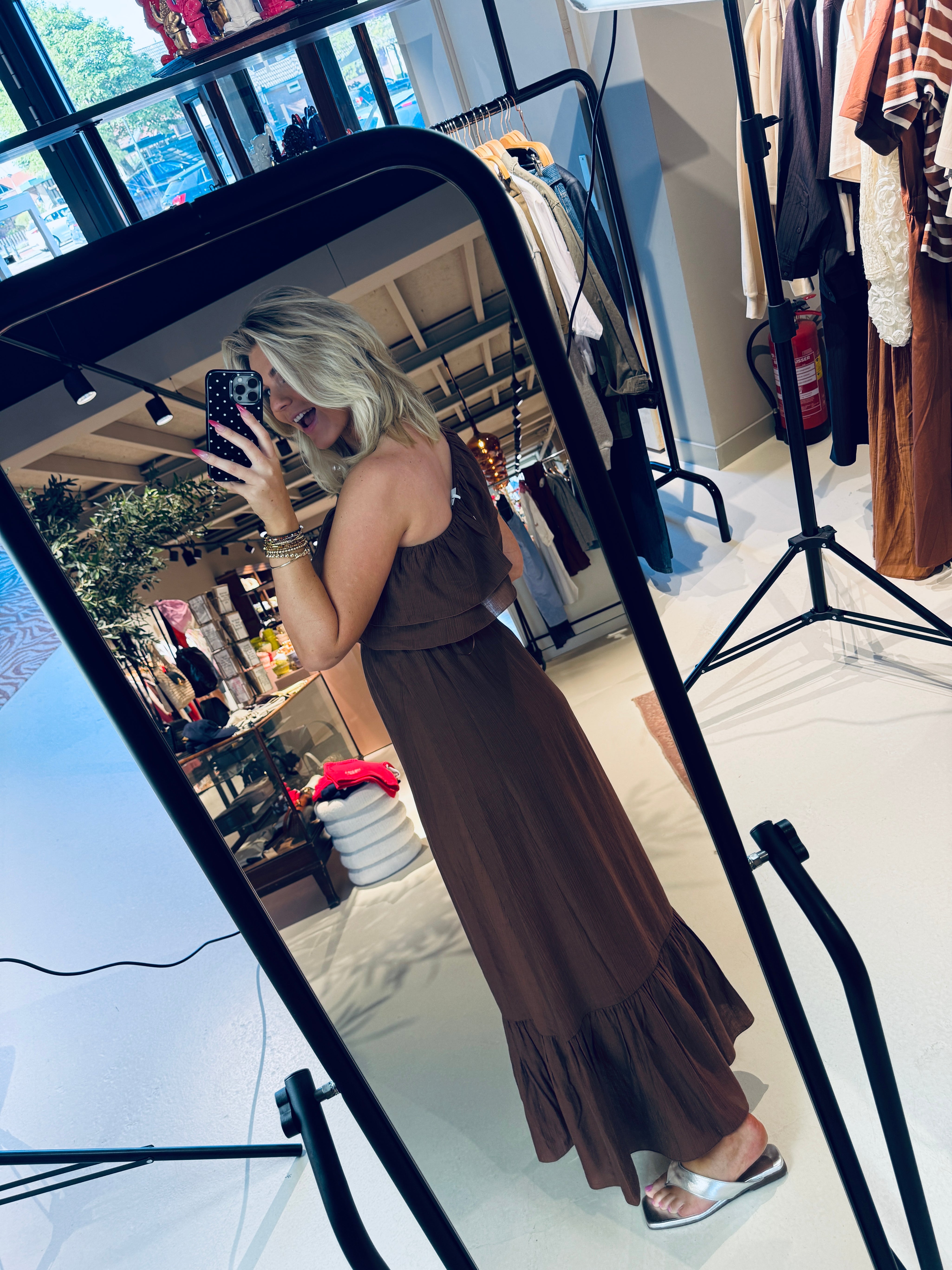 Ambarose plain off shoulder maxi dress