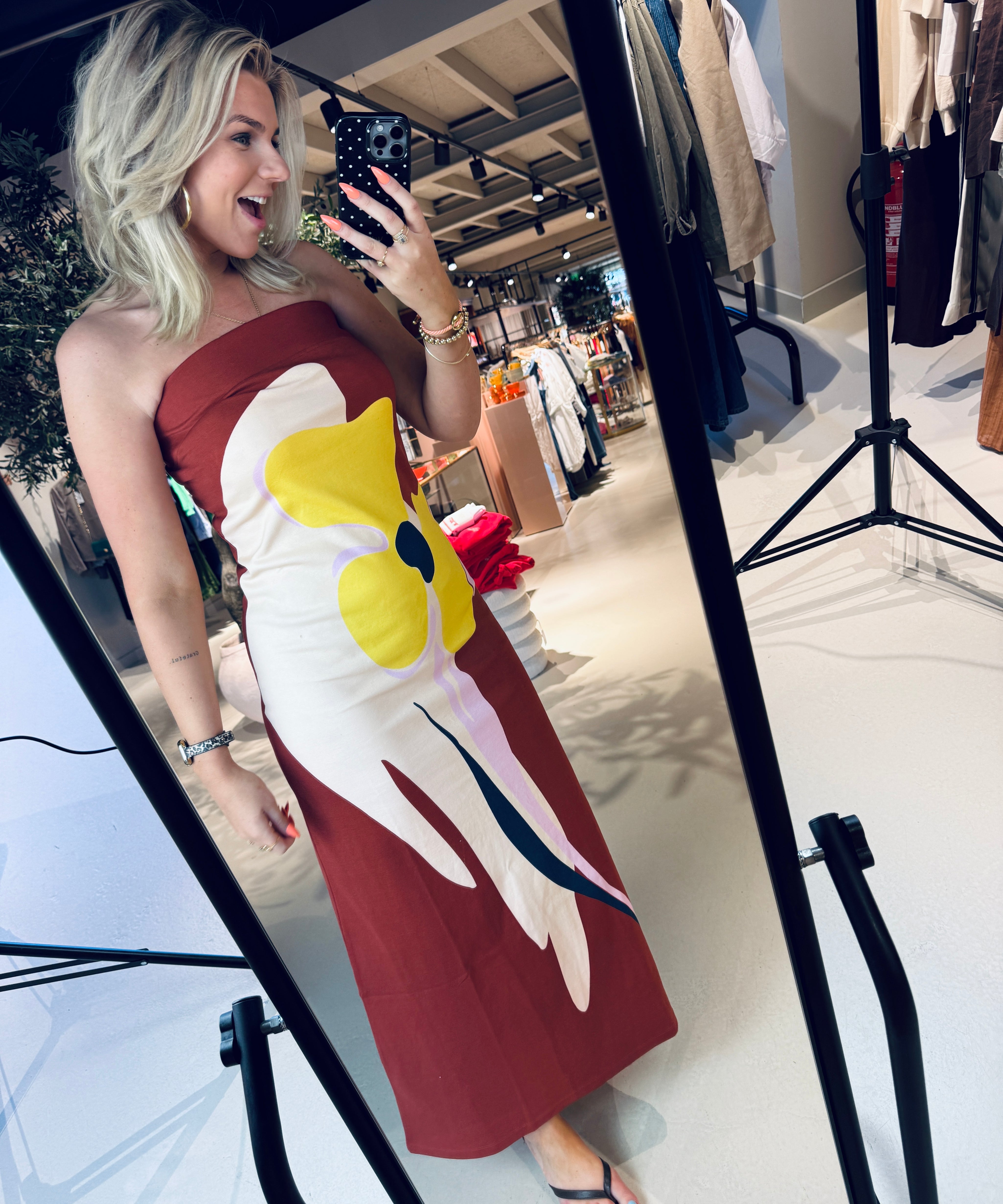 Jannick Printed Jersey Dress strapless voor dames van Essentiel Antwerp