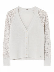Magda, v-neck knit w. lace - 1205 ChateaGray