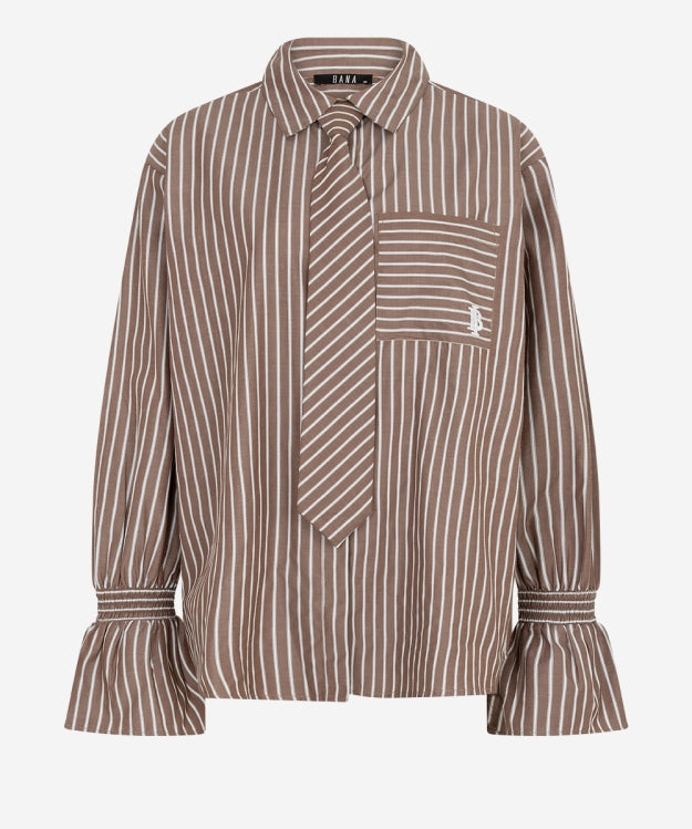 Talya-Tie Brown Blouse