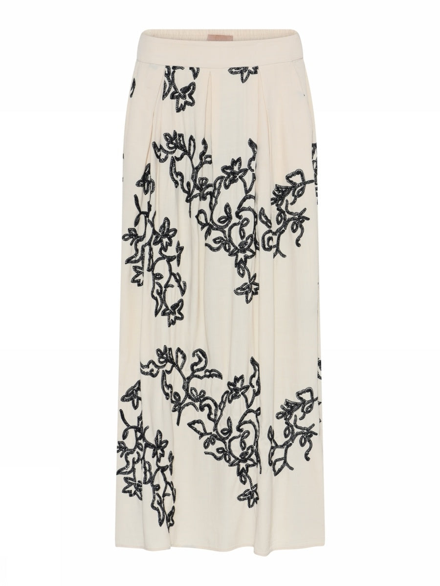 Mabell, long embroidery skirt - 1165 Sand