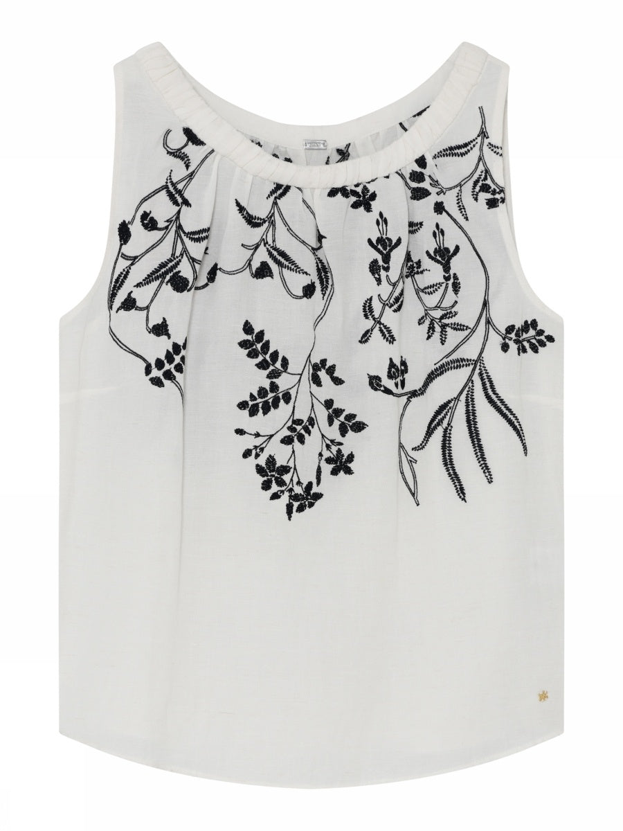 Olena, embroidery top - 1010 Off White