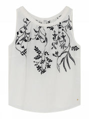 Olena, embroidery top - 1010 Off White