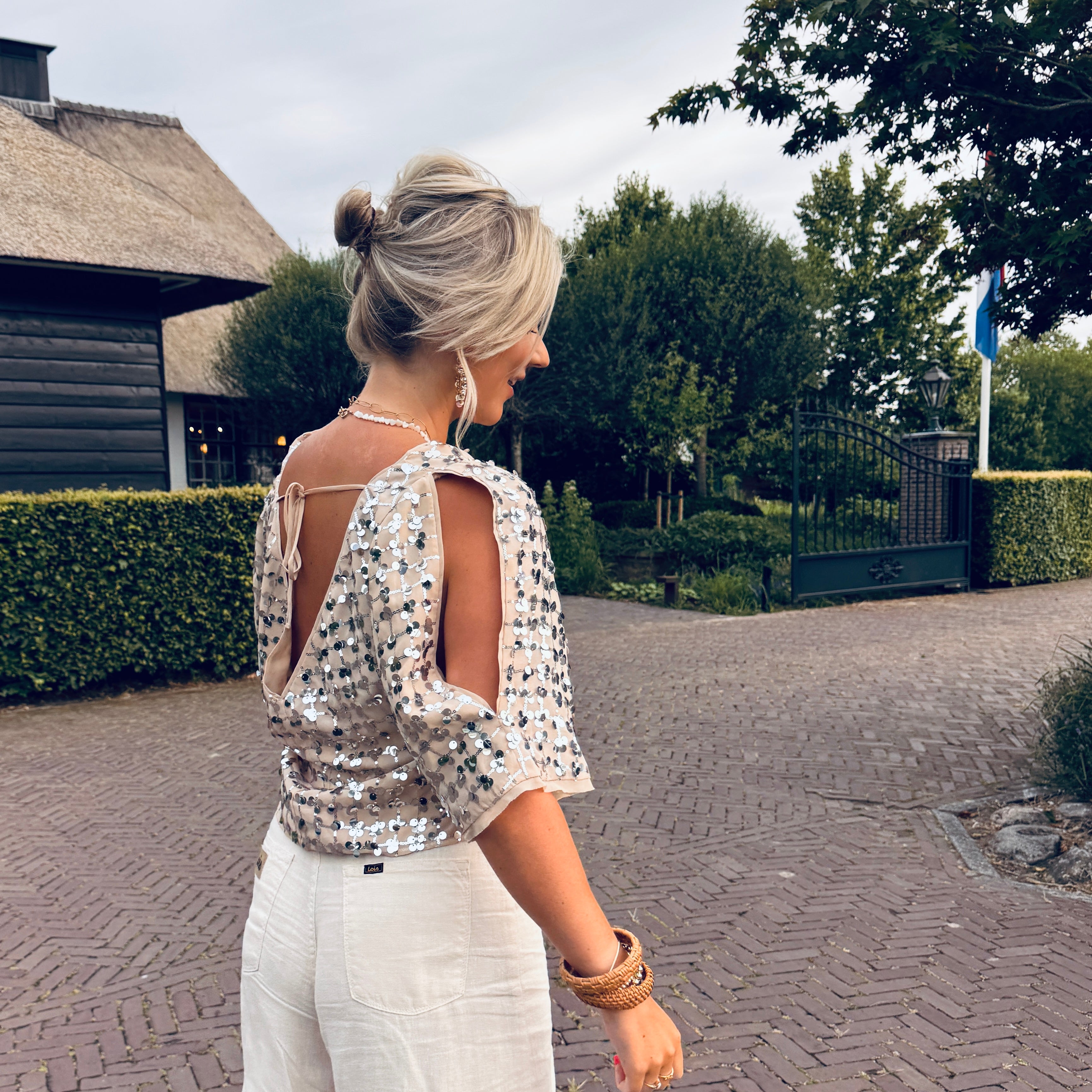 Avy sequined draped top - Silver