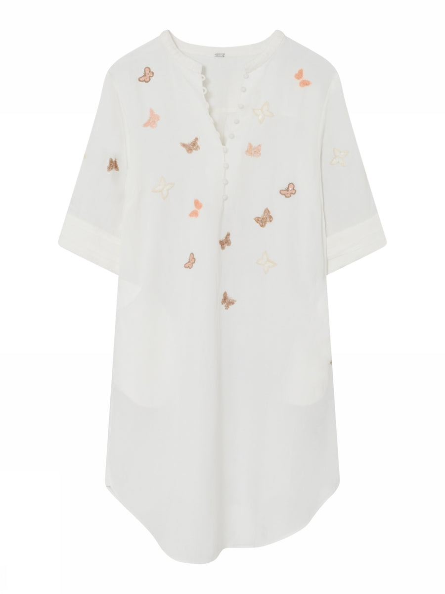 Madonna shirt dress wit met vlinder details voor dames van Gustav