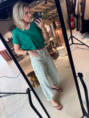 Lew green cheetah pants