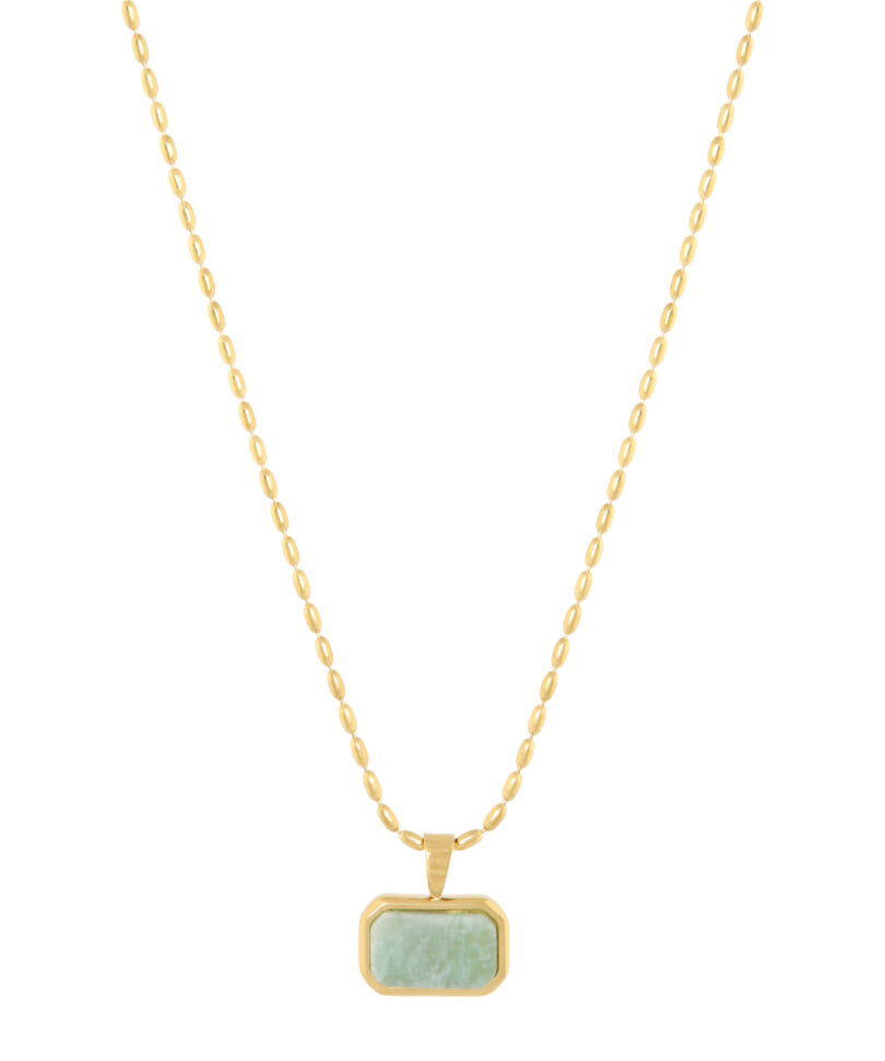 Korte ketting met rechthoek hanger met gemstone Ellen Beekmans