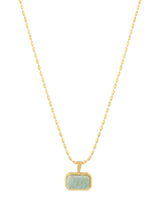 Korte ketting met rechthoek hanger met gemstone