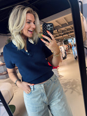 Jember Polo With Embo Collar in twee kleuren voor dames van Essentiel Antwerp