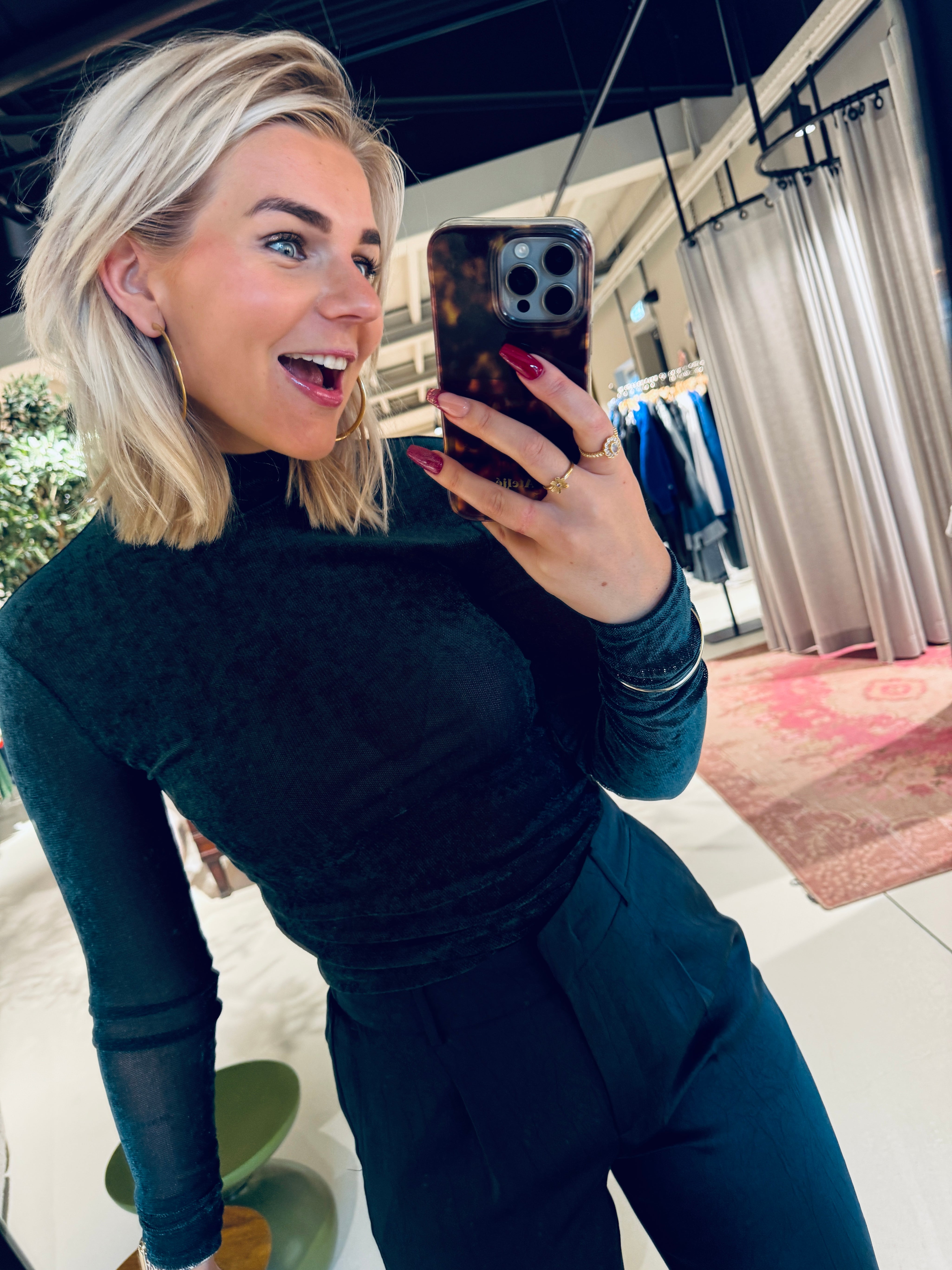 Olya velvet layering mesh top