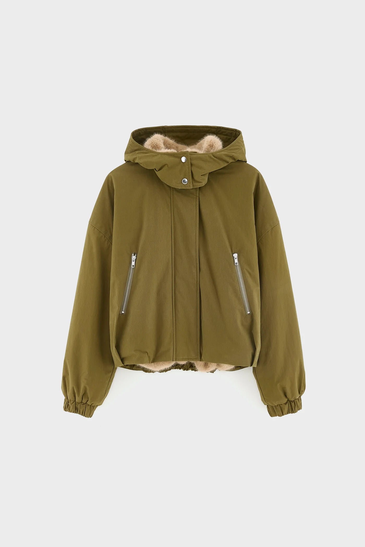 Herna F Jacket in het kaki groen met capuchon en voering van Bellerose 